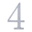 Decorative Rhinestone Number "4" Stickers, Glitter Adhesive Craft Numbers Silver DIY Sparkle Embellishments 6"