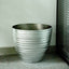 12" Metallic Silver Textured Finish Large Indoor Flower Plant Pot, Decorative Indoor Outdoor Planter