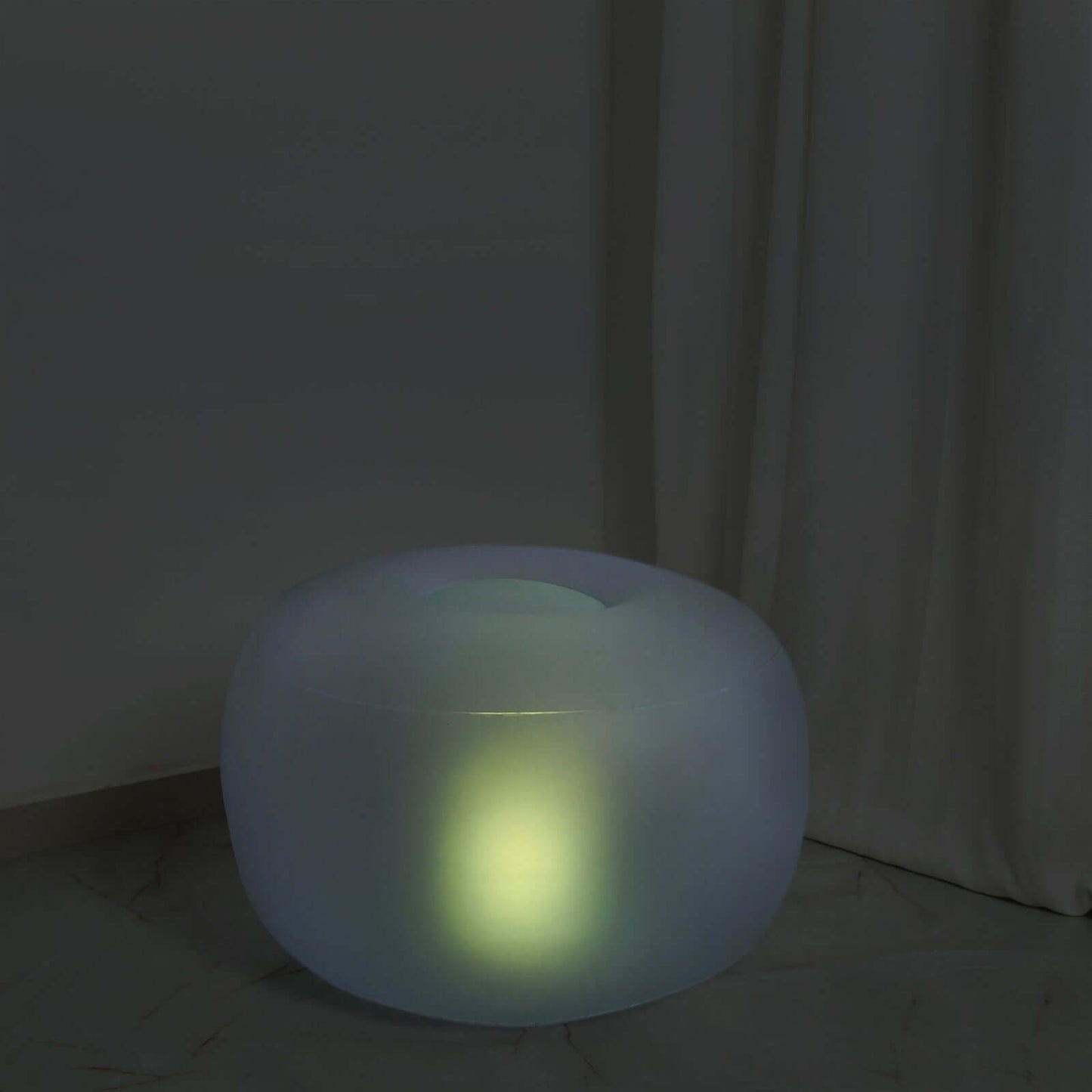 22" Color Changing LED Light Up Inflatable Pouf Ottoman, Waterproof Illuminated Remote Battery Operated Furniture