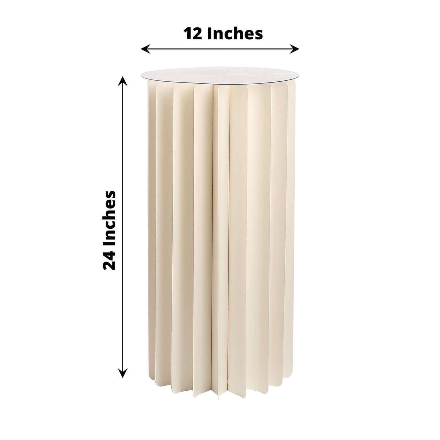 24" Ivory Cylinder Display Column Stand, Pillar Pedestal Stand With Top Plate