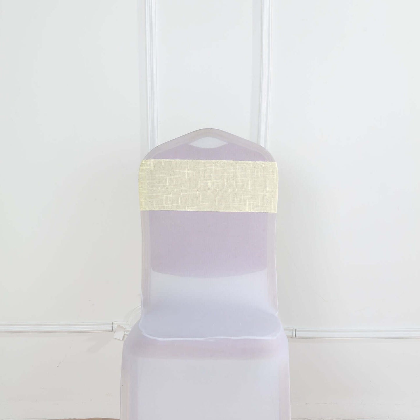 5 Pack Linen Chair Sashes 6"x108" Slubby Textured Ivory - Durable Wrinkle-Resistant Decor