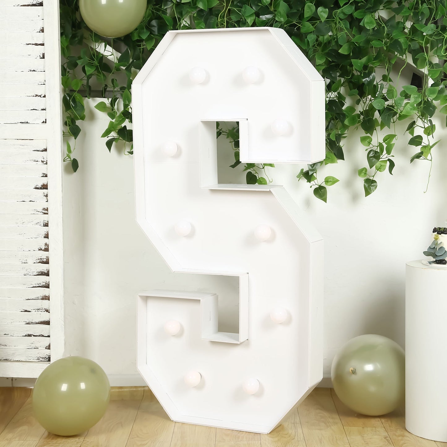 Giant LED Marquee Light Up Letter "S", White 4ft Pre-Cut Foam Board with 10 Warm White Battery Operated LEDs, Glue Gun and Sticks