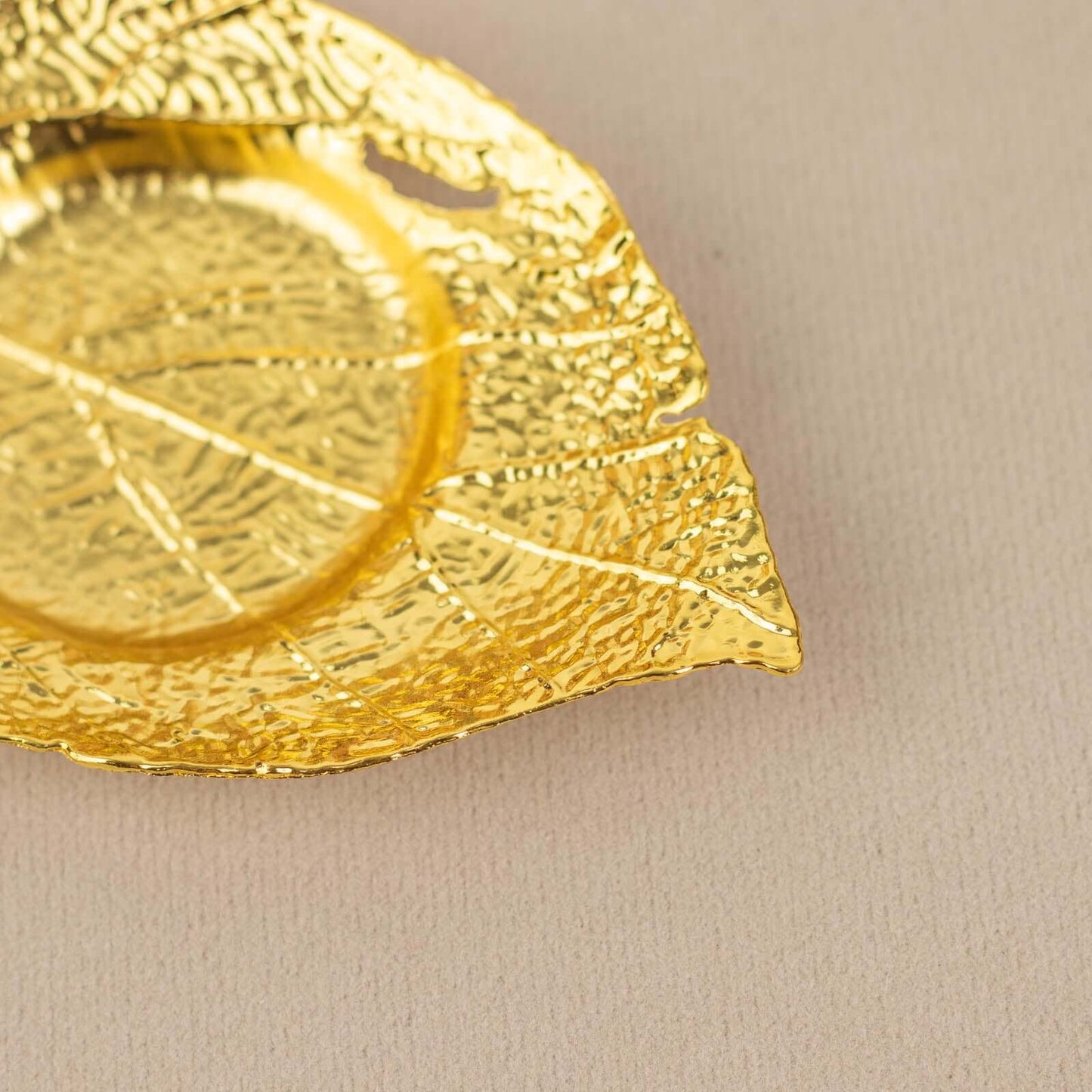 3-Pack Metal Votive Candle Holders Maple Leaf Design Shiny Gold - Vintage Mini Tea Cup Saucers 5"