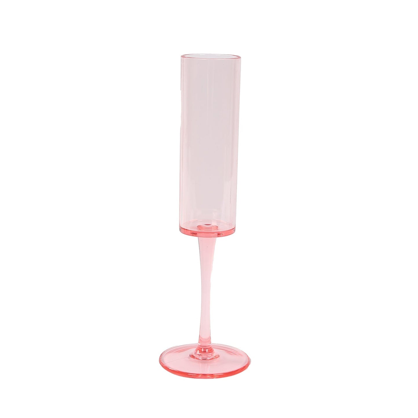 6-Pack Plastic Wine Mimosa Goblets Transparent Blush Cylindrical Shape - Reusable Champagne Flute Glasses 9.5" Tall 6oz