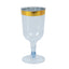 12 Pack Plastic Short Stem Wine Glasses Transparent Dusty Blue/Gold Rim - Stylish Disposable Drinkware 6oz