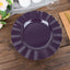 10-Pack Plastic 9" Round Dinner Plates in Purple Ruffled Rim with Gold Edging - Sturdy Disposable Dinnerware