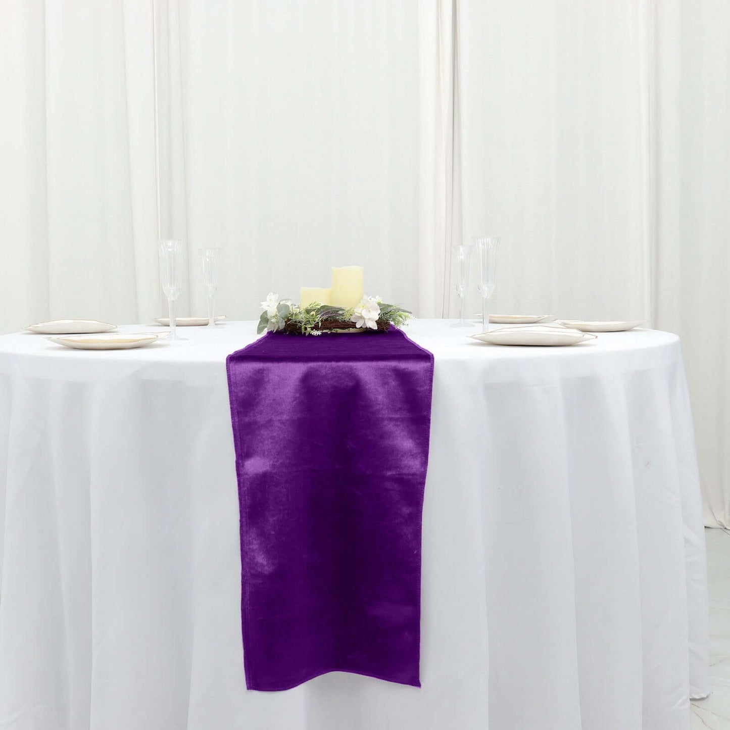 Premium Velvet 12"x108" Table Runner Purple - Sheen Finish Reusable Table Decor