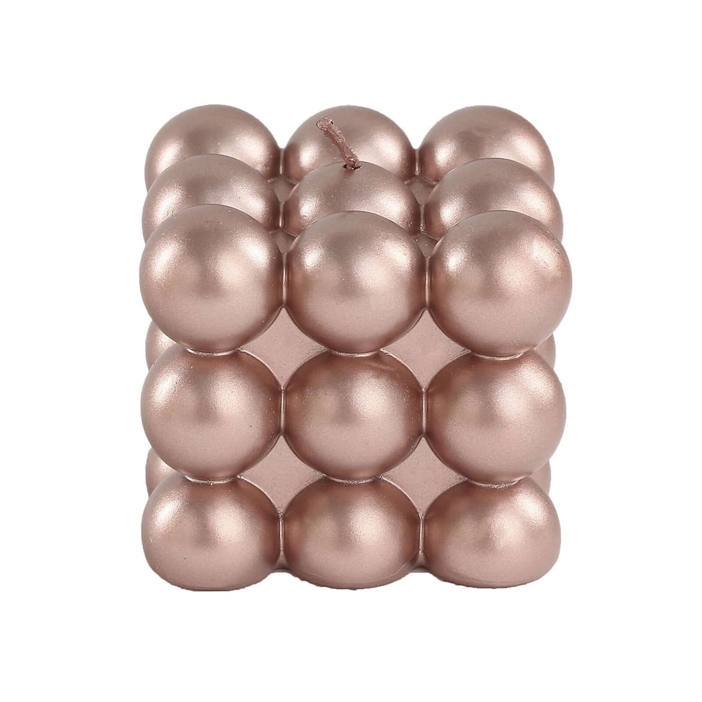2-Pack Decorative Paraffin Wax Candles Bubble Cube Design Metallic Rose Gold - Unscented Long Burning Pillar Candle Set 2"