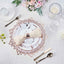 6-Pack Dining Table Mats Floral Design Rose Gold - Metallic Vinyl Round Non-Slip Mats for Tables 15"