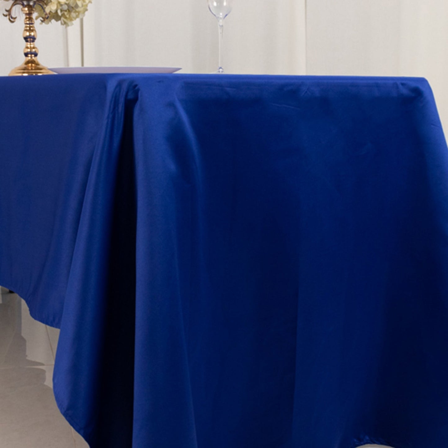 Lamour Satin 60"x126" Rectangle Tablecloth Royal Blue - Soft & Silk-Like Table Cover
