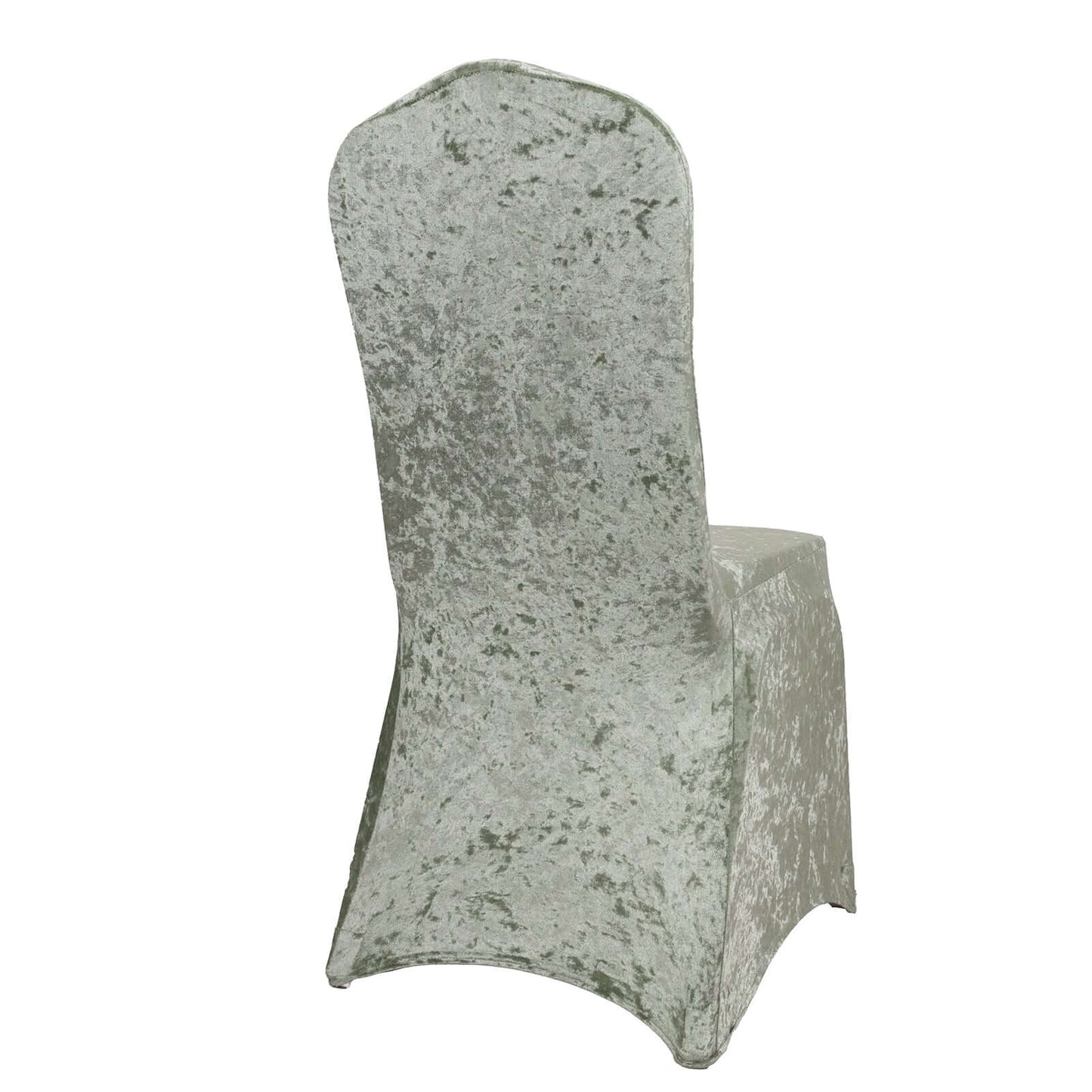 Crushed Velvet Spandex Banquet Chair Cover Fitted Slipcover Sage Green - Stretch 190GSM Slipcover with Foot Pockets