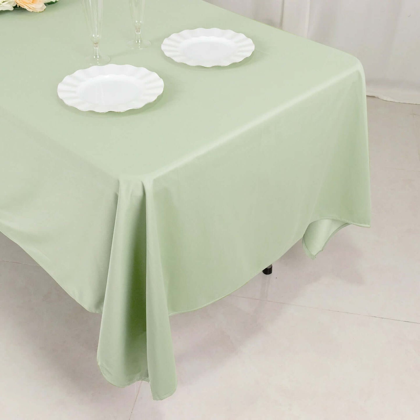 Scuba Rectangular 60"x102" Tablecloth Sage Green - Wrinkle Free & Stain Resistant Table Cover