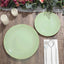 10-Pack Plastic 10" Round Dinner Plates in Sage Green with Gold Rim - Glossy Disposable Party Plates