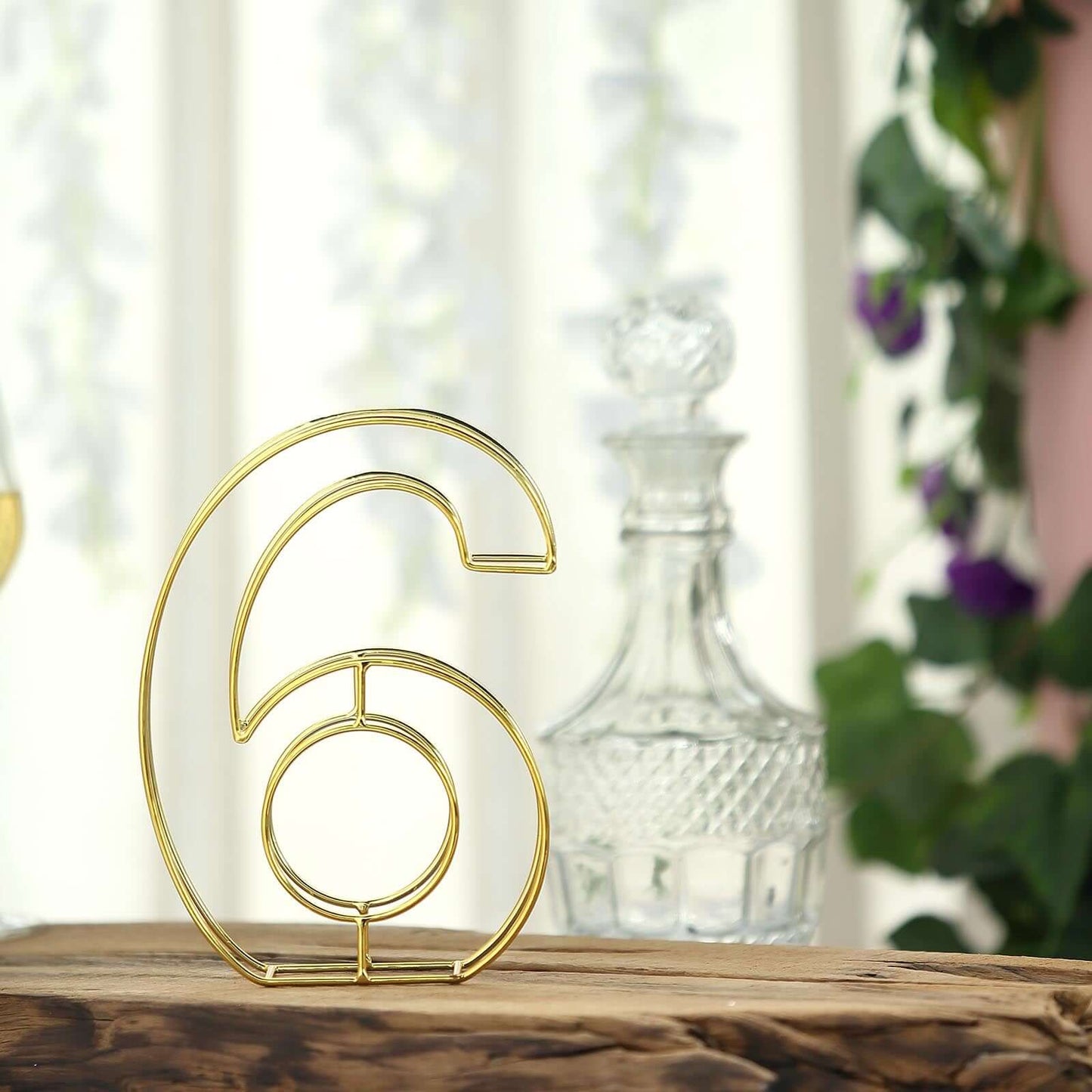 8" Tall Gold Freestanding 3D Decorative Metal Wire Numbers, Wedding Table Numbers -6