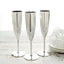 6-Pack Plastic Champagne Flutes in Silver - Classy Disposable Champagne Glasses for Toasting & Cocktail Parties 5oz