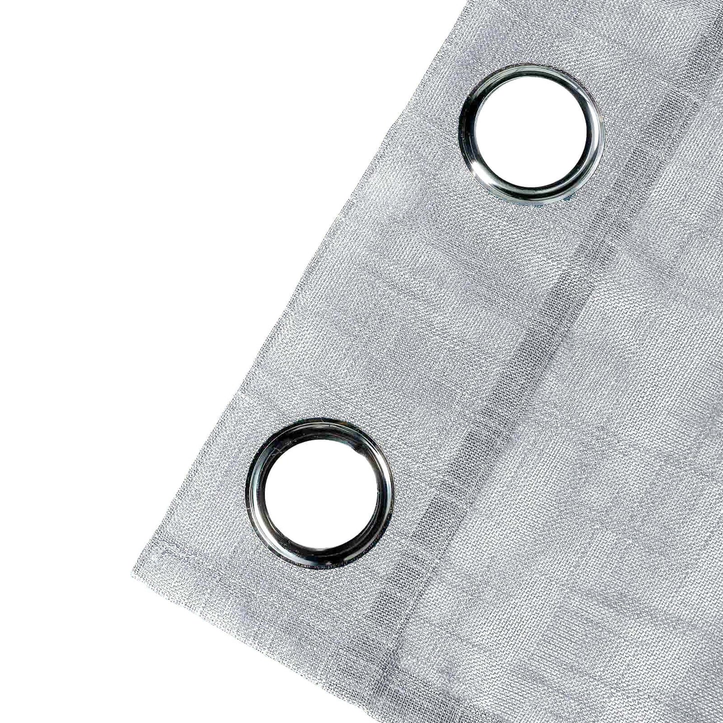 2 Pack Handmade Silver Faux Linen Curtains 52"x64", Curtain Panels With Chrome Grommets