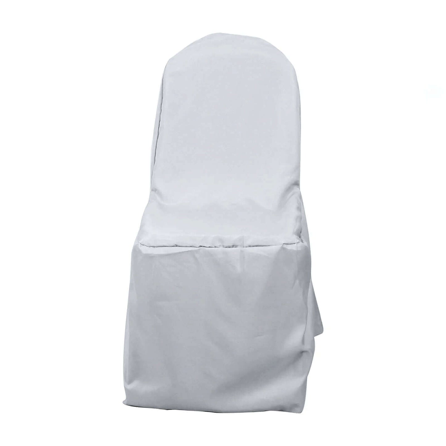 Polyester Slip On Banquet Chair Covers Silver - Stain-Resistant Reusable Durable Fabric