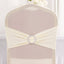 Spandex Chair Cover with Silver Rhinestone Buckled Sash Band Ivory - Stretch Fitted Slipcover