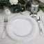 10-Pack Plastic 9" Round Dinner Plates White with Silver Swirl Rim - Disposable Party Plates