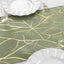 Polyester 9ft Table Runner Dusty Sage Green with Gold Foil Tree Branch Pattern - Stylish Table Linen