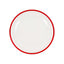 10-Pack Plastic 10" Round Dinner Plates in Clear with Red Rim - Disposable Party Plates for Classy Banquets & Special Occasions
