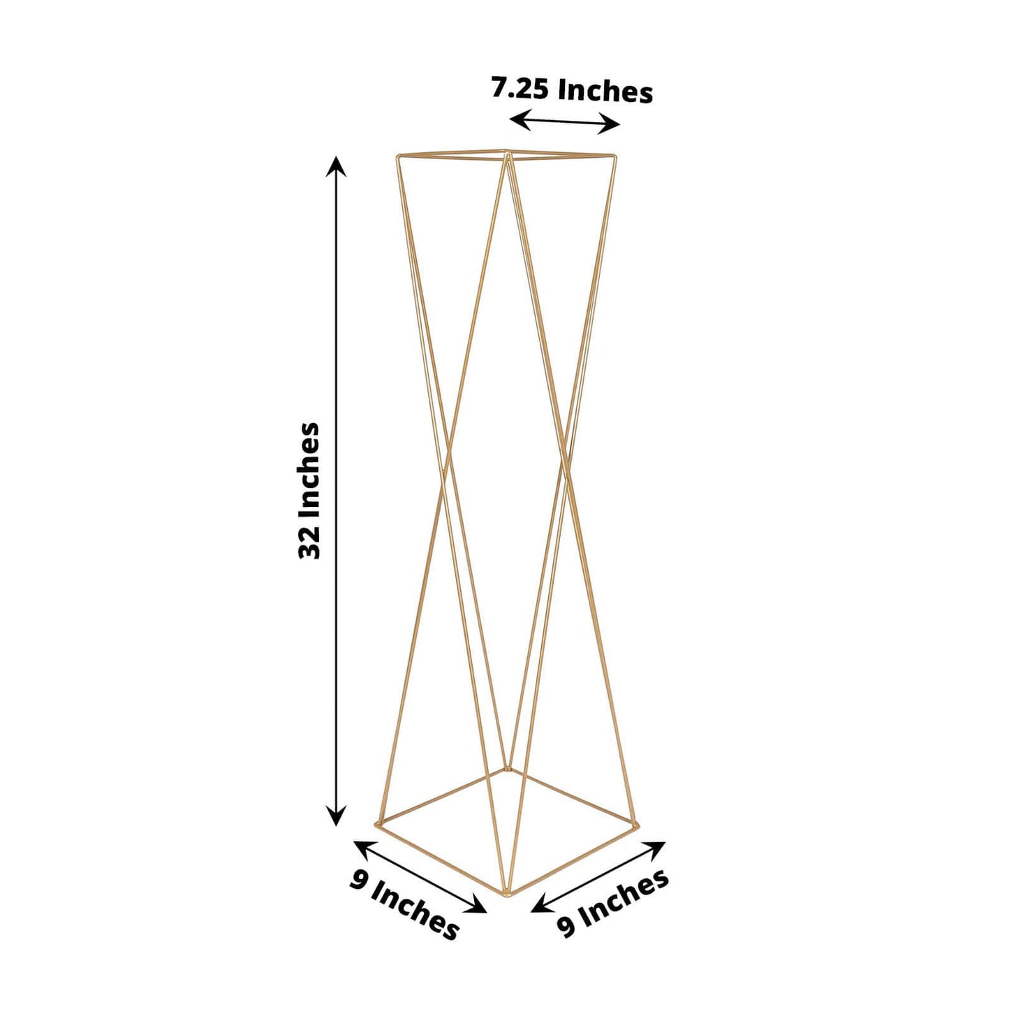 2-Pack Wedding Centerpieces Metal Geometric Crisscross Design Gold - Open Column Pedestal Stands 32"
