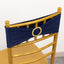 5 Pack Spandex Chair Sashes Navy Blue with Gold Rhinestone Buckles - Reusable Four-Way Stretch Sash Bands 5"x14"