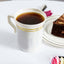 8-Pack Plastic Coffee Mugs White with Gold Stripes - Sturdy Disposable Cups for Coffee and Tea 8oz 4"