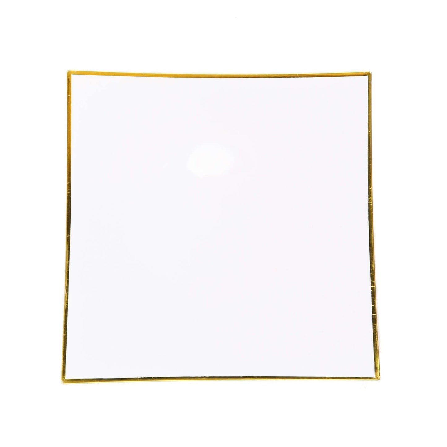 10-Pack Plastic 10" Square Dinner Plates in White Concave Style with Gold Rim - Modern Disposable Party Plates for Weddings & Special Events