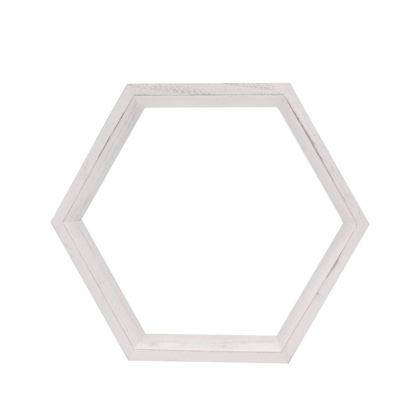 2 Pack 9" Hexagon Whitewashed Wood Centerpiece, Geometric Terrarium, Honeycomb Storage Shelf