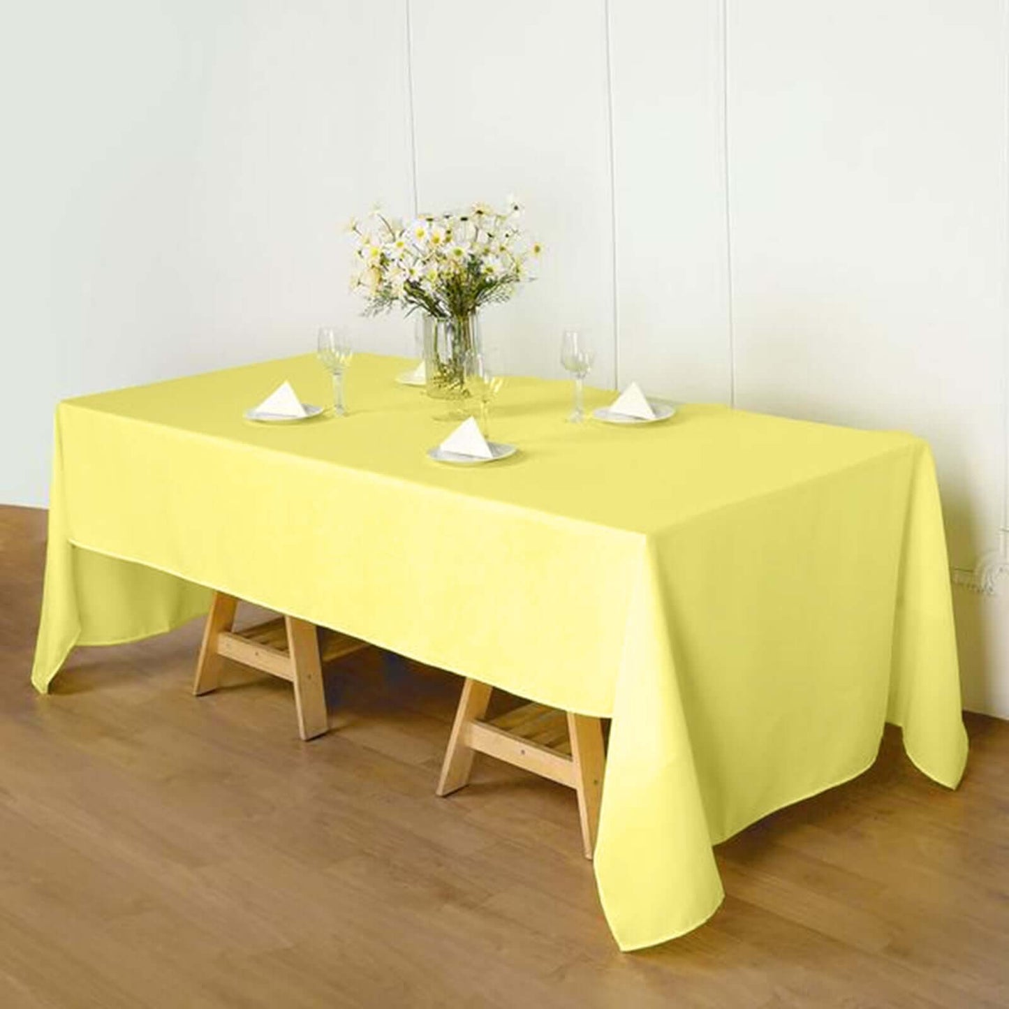 Polyester 60"x126" Rectangle Tablecloth Yellow - Wrinkle-Resistant Table Cover