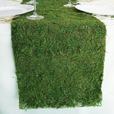 Moss 14"x48" Table Runner Green - Natural Preserved Design with Fishnet Grid for Unique Events