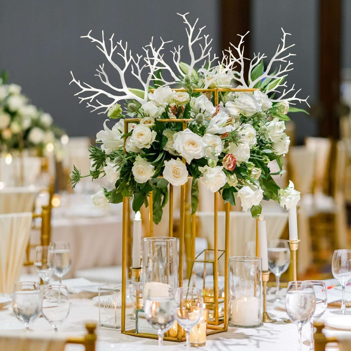 10-Pack Artificial Manzanita Tree Branch White for Vase Filler Home Wedding Centerpiece Ornament 14"