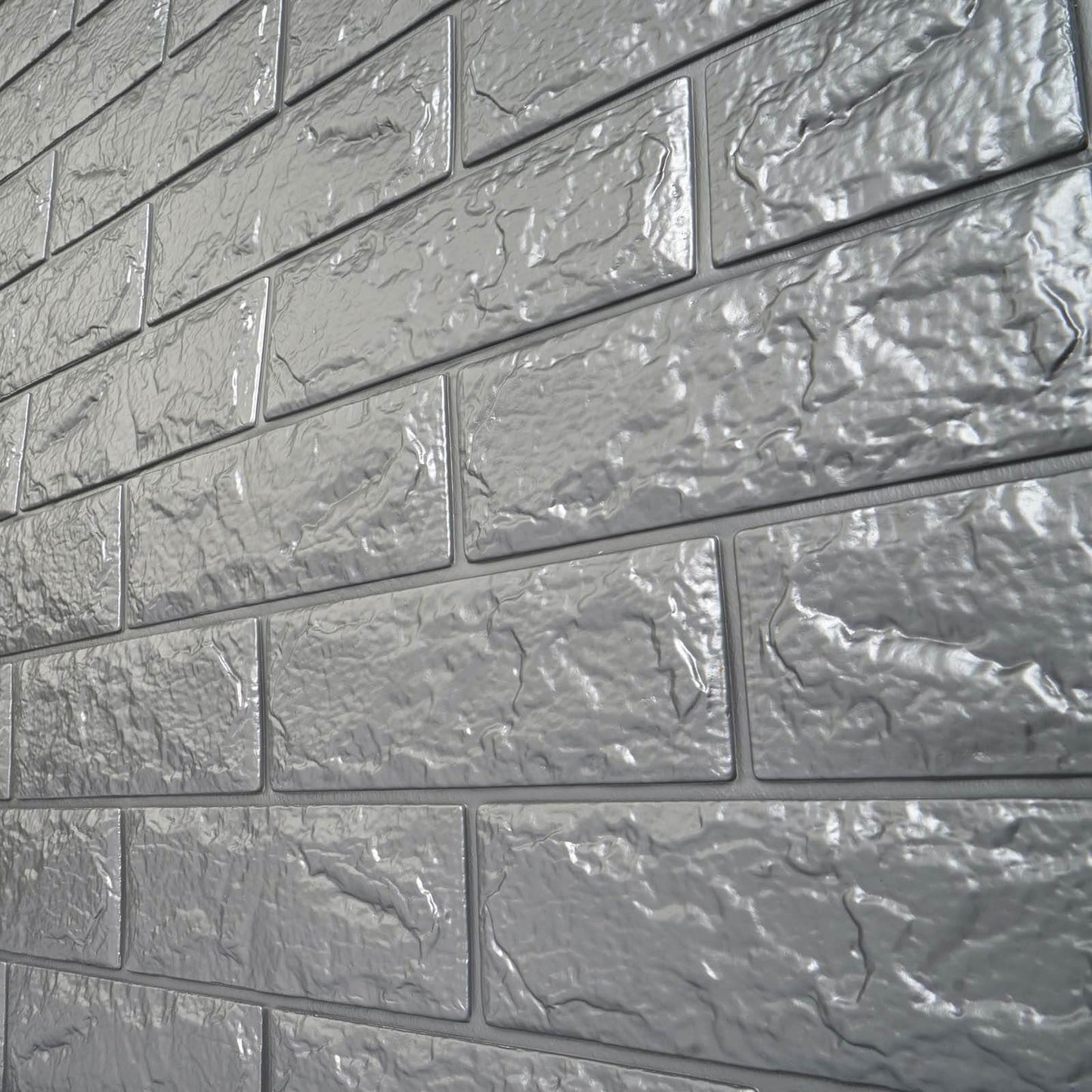 10 Pack Silver foam Brick Peel And Stick 3D Wall Tile Panels - Covers 58sq.ft
