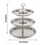 3-Tier Plastic Round Cupcake Stand 15" Metallic Silver with Lace Scalloped Edges