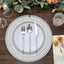 6-Pack Acrylic Round Charger Plates 13" in Silver with Lace Embossed Rim, Rustic Plastic Decorative Charger Tableware