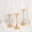 Set of 3 Metal Votive Candle Holders Crystal Beaded Design Gold - Tea Light Centerpieces 11", 13", 15"