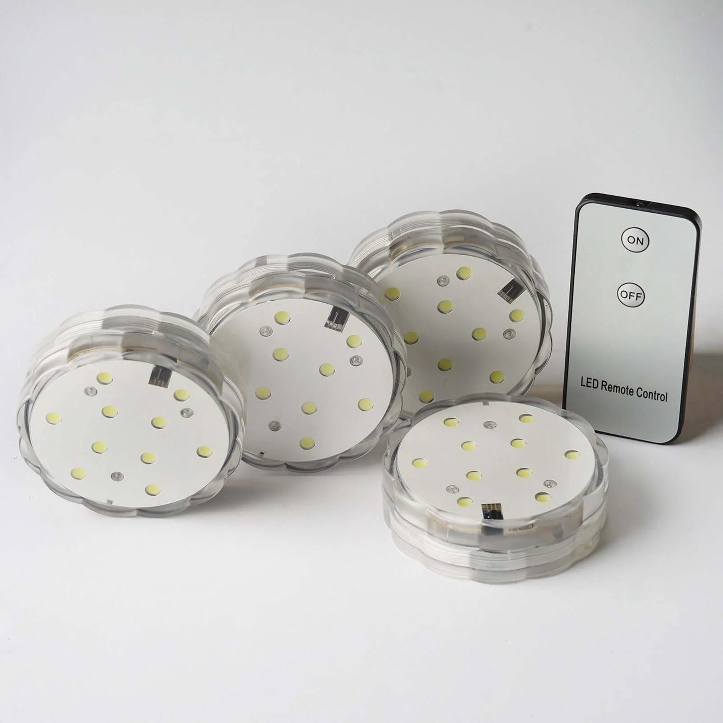 4-Pack LED Disc Lights Flower Shaped Design Warm White - Remote Operated DIY Lighting 3"