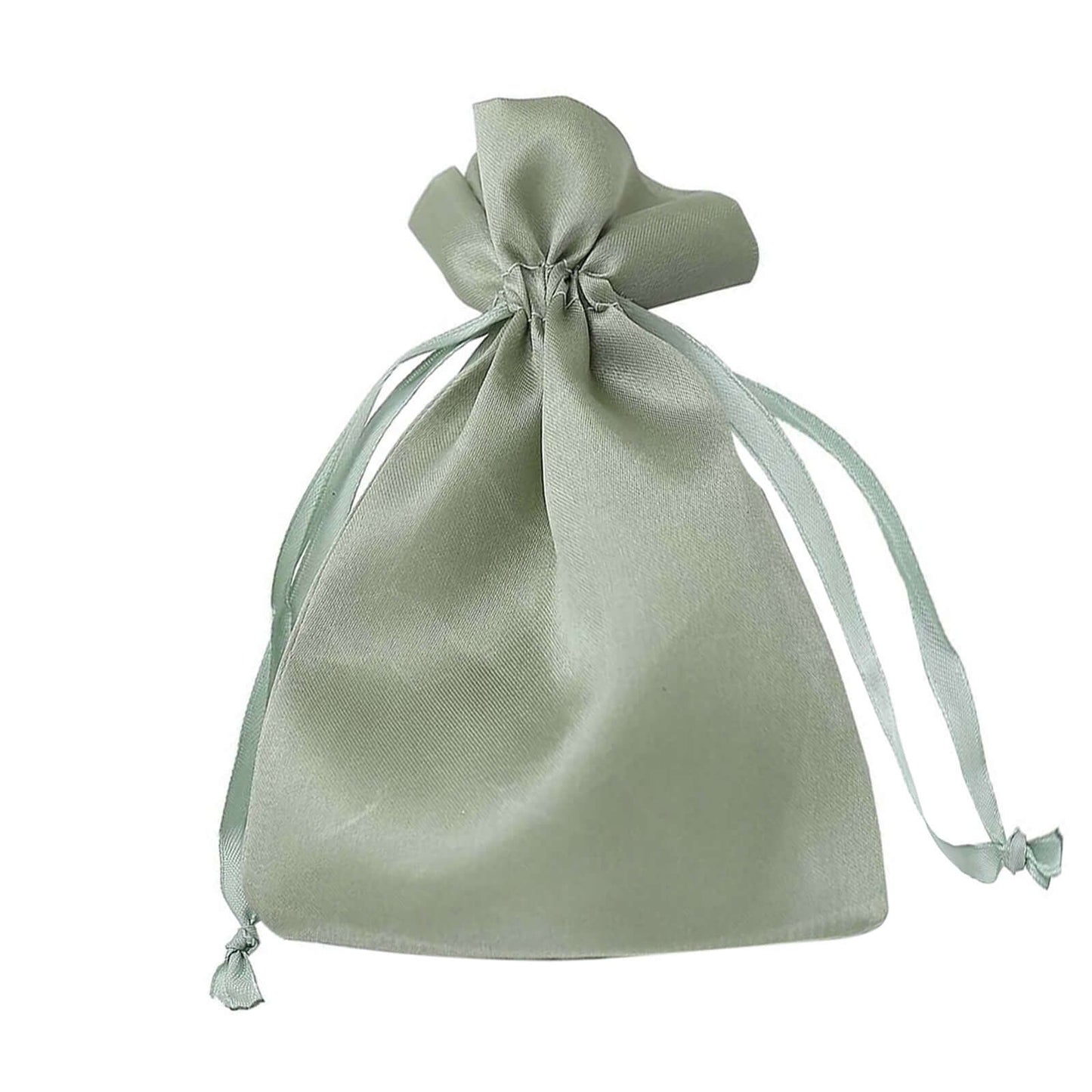 12 Pack 4"x6" Sage Green Satin Drawstring Wedding Party Favor Gift Bags
