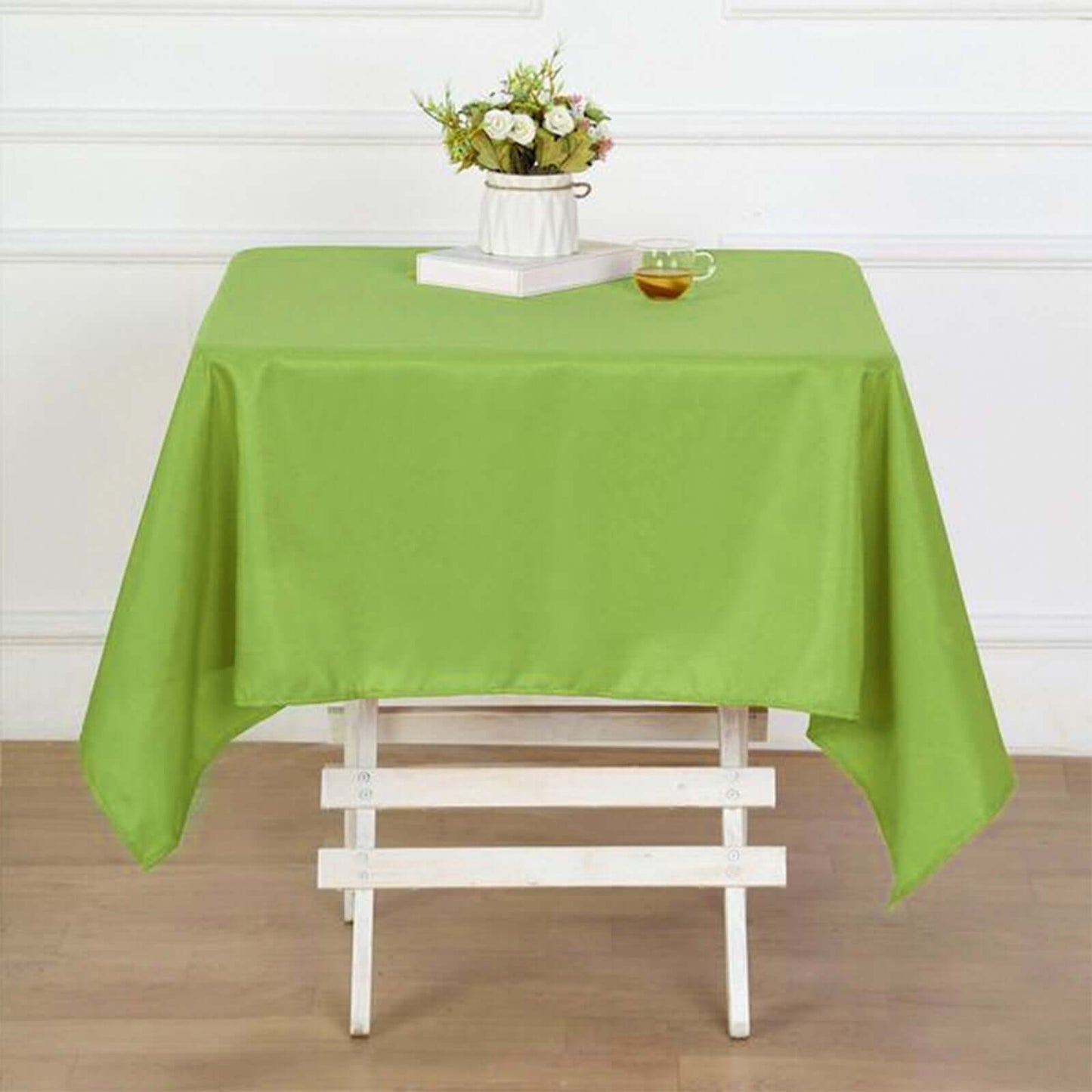 Polyester Square 54"x54" Tablecloth Apple Green - Wrinkle-Resistant & Durable Table Cover