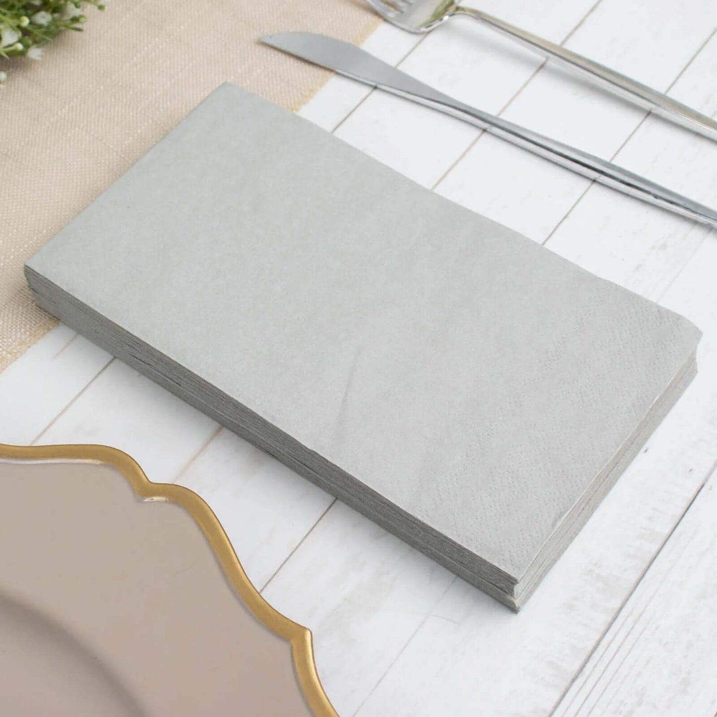 50-Pack Paper Napkins Silver - Soft Disposable 2-Ply Dinner Napkins for Weddings