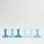 6-Pack Glass Taper Candlestick Holders Diamond Pattern Design Assorted Blue - Reversible Crystal Pillar Votive Stands 4"