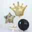 Set of 6 Gold Black Marble Mylar Foil Party Balloon Set, Star, Round and Crown Balloon Bouquet With Ribbon, Party Decorations
