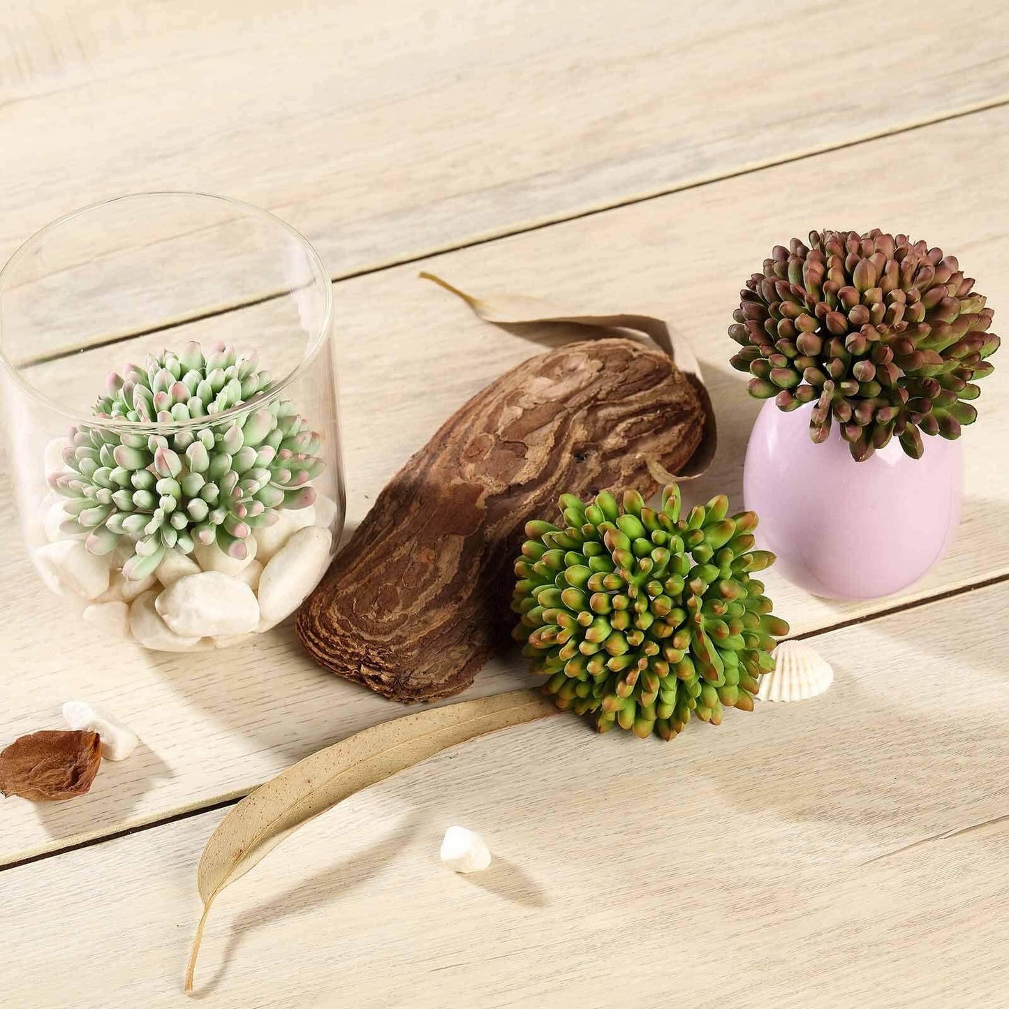 3 Pack 4" Artificial PVC Mini Jelly Bean Decorative Succulent Plants