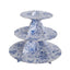 3-Tier Cardboard Cupcake Stand White with Blue French Toile Pattern - Reusable Dessert Display Stand Round Serving Platter for High-Tea Gatherings Weddings & Spring Celebrations 11"