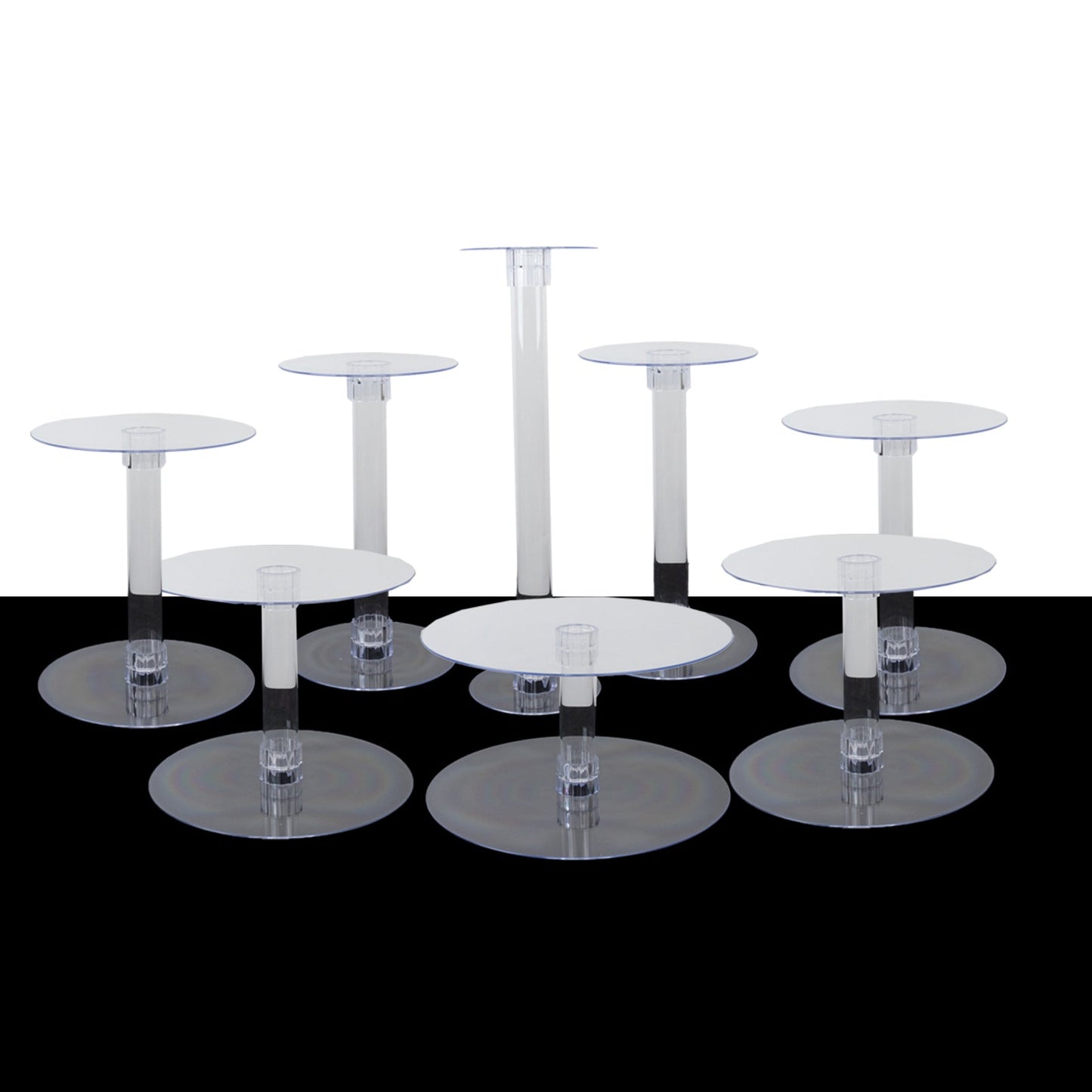 8-Tier Acrylic Cake Stand Set Clear - Assorted Sizes for Buffet Party Tables
