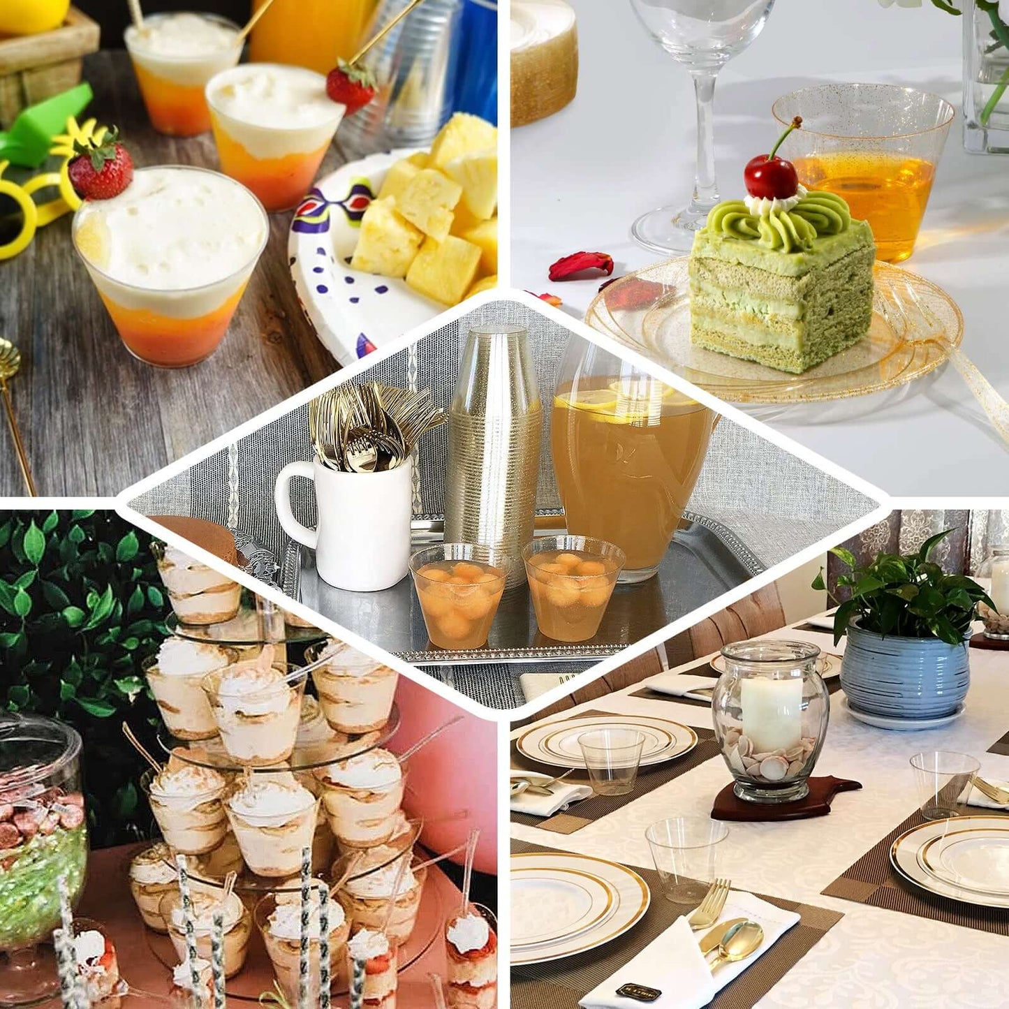 12-Pack Plastic Party Glasses Blush Glittered - Stylish Disposable Cups for Parties 9oz