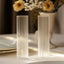 2-Pack Clear Ribbed Glass Hurricane Shades Open End Design - Stylish Candelabra Pillar Candle Holder Table Centerpiece 18"