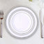 10-Pack Plastic Dessert Plates White with TrÃ¨s Chic Silver Rim - Disposable Plates for Appetizers 6"