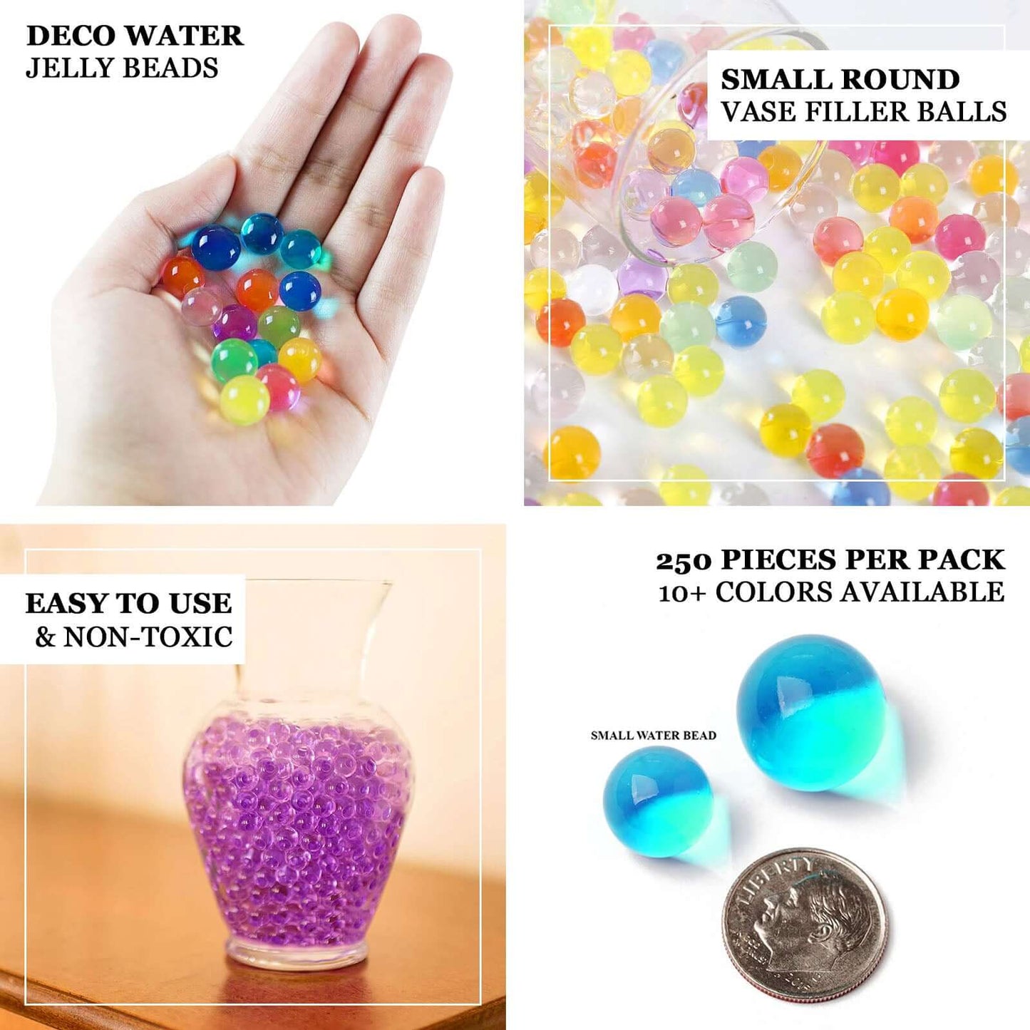 200-250 Pcs Water Gel Beads Vase Filler Apple Green - Small Nontoxic Jelly Balls for Floating Candles & Floral Displays
